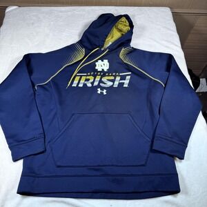 Notre Dame Fighting Irish Hoodie Mens XL Blue NCAA Football Under Armour Storm